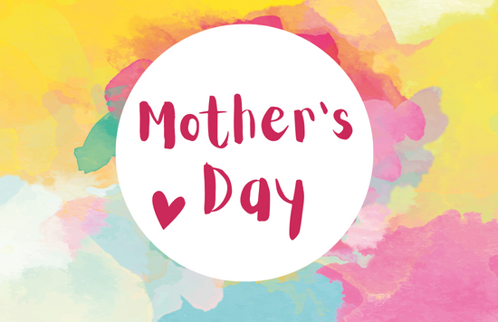 mother's day text with bright colours around
