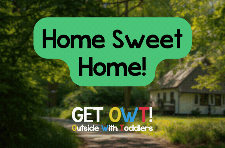 a looping GIF of six nature-based toddler sessions, featuring the words 'Get OWT! outside with toddlers' at the base