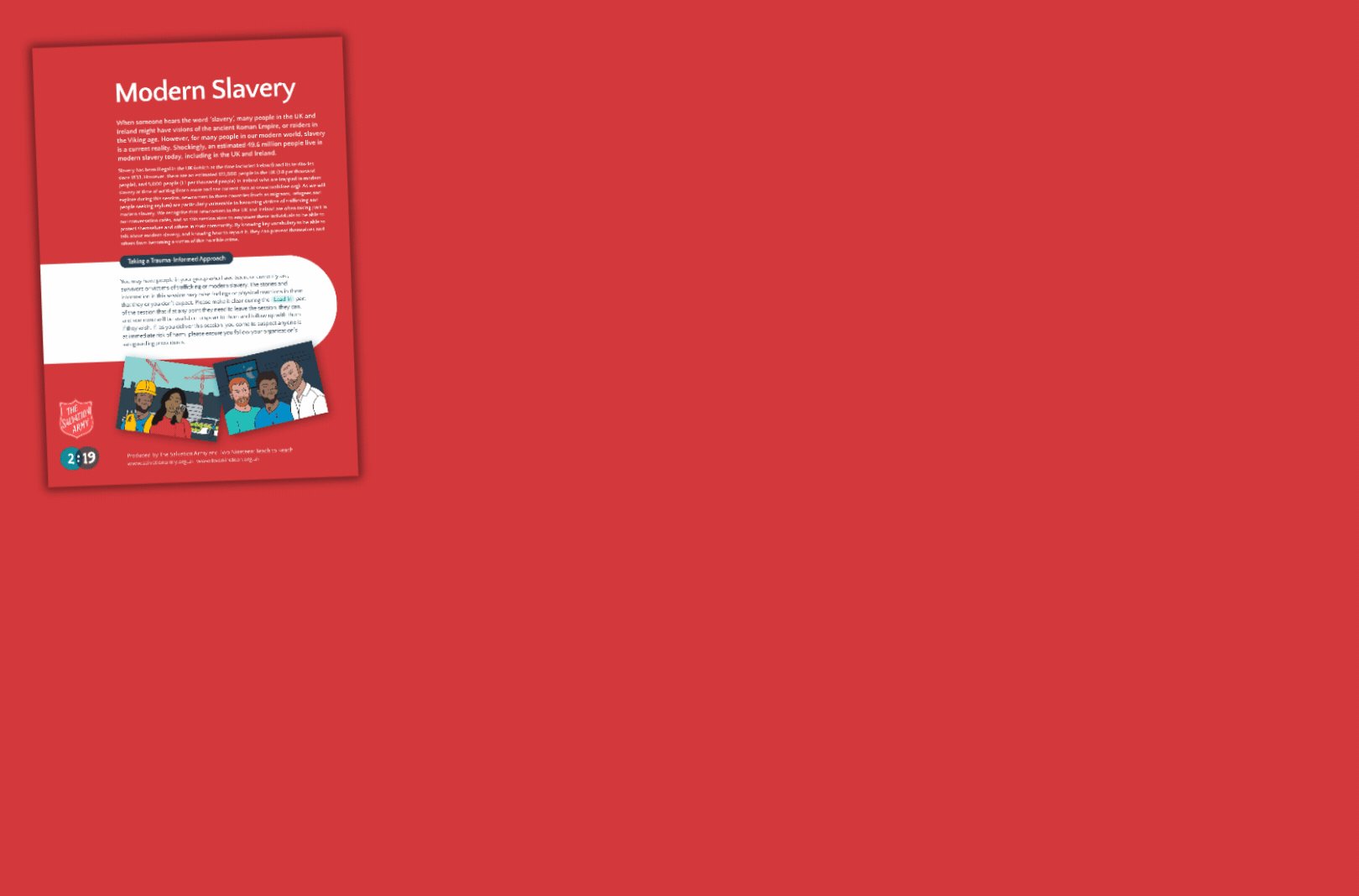 a short, looping animation of portrait A4 pages appearing on a red background