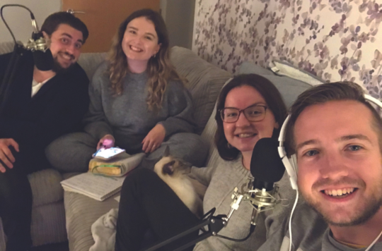 Salvation Army leaders recording a podcast