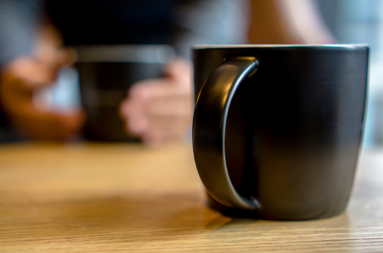 A coffee mug on a table