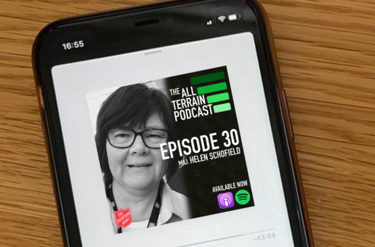 The All Terrain Podcast episode 30 playing on a mobile phone