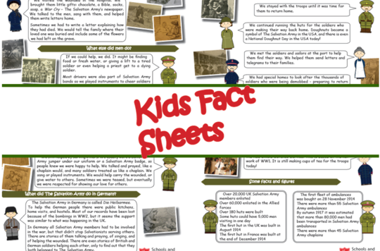 Kids Fact Sheets - The First World War And The Salvation Army