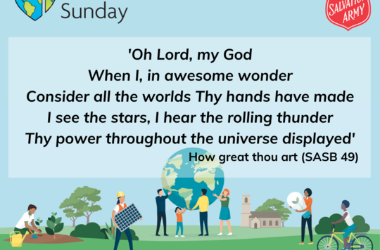 'Oh Lord, my God When I, in awesome wonder Consider all the worlds Thy hands have made I see the stars, I hear the rolling thunder Thy power throughout the universe displayed' How great thou art (SASB 49)