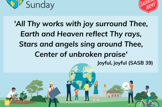 'All Thy works with joy surround Thee, Earth and Heaven reflect Thy rays, Stars and angels sing around Thee, Center of unbroken praise' Joyful, joyful (SASB 39)