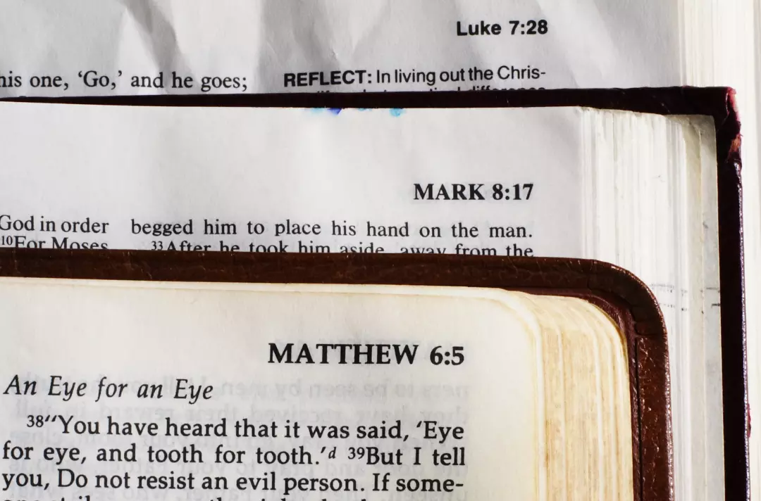 Three Bibles showing the Gospels of Matthew, Mark and Luke