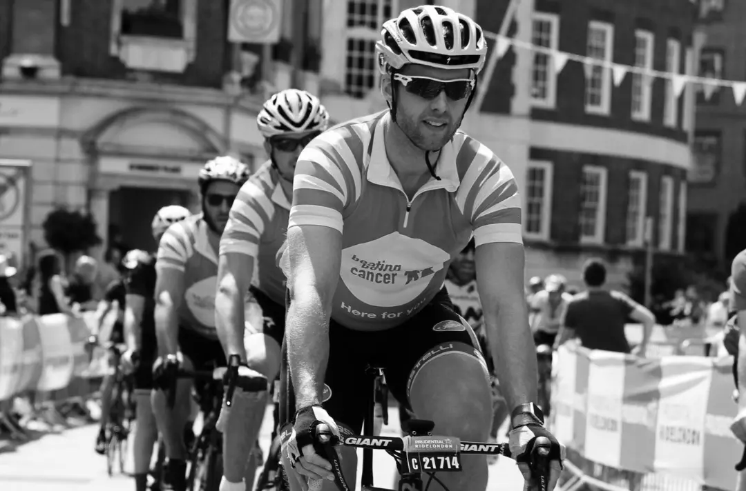 George Blyth riding a bike