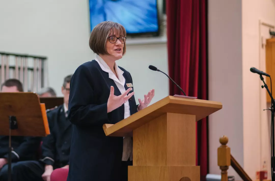 A Salvation Army officer preaching