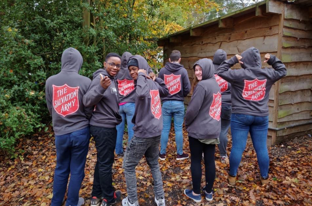 A youth group wearing Salvation Army hoodies