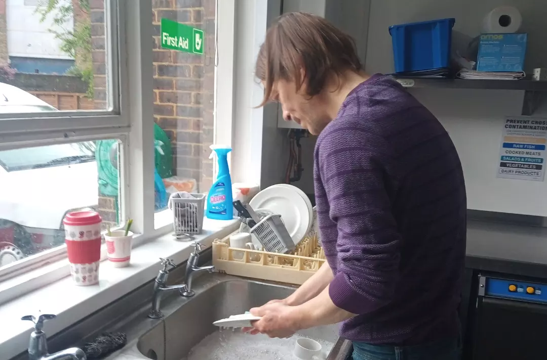 Jason washing up