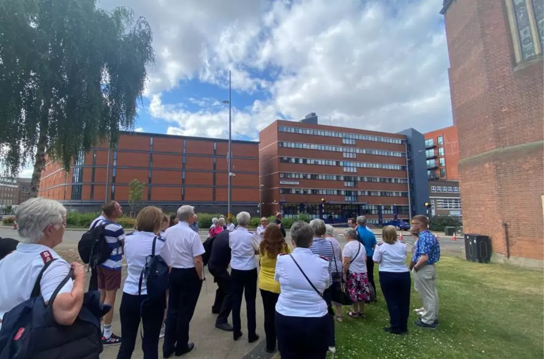 People standing in a square