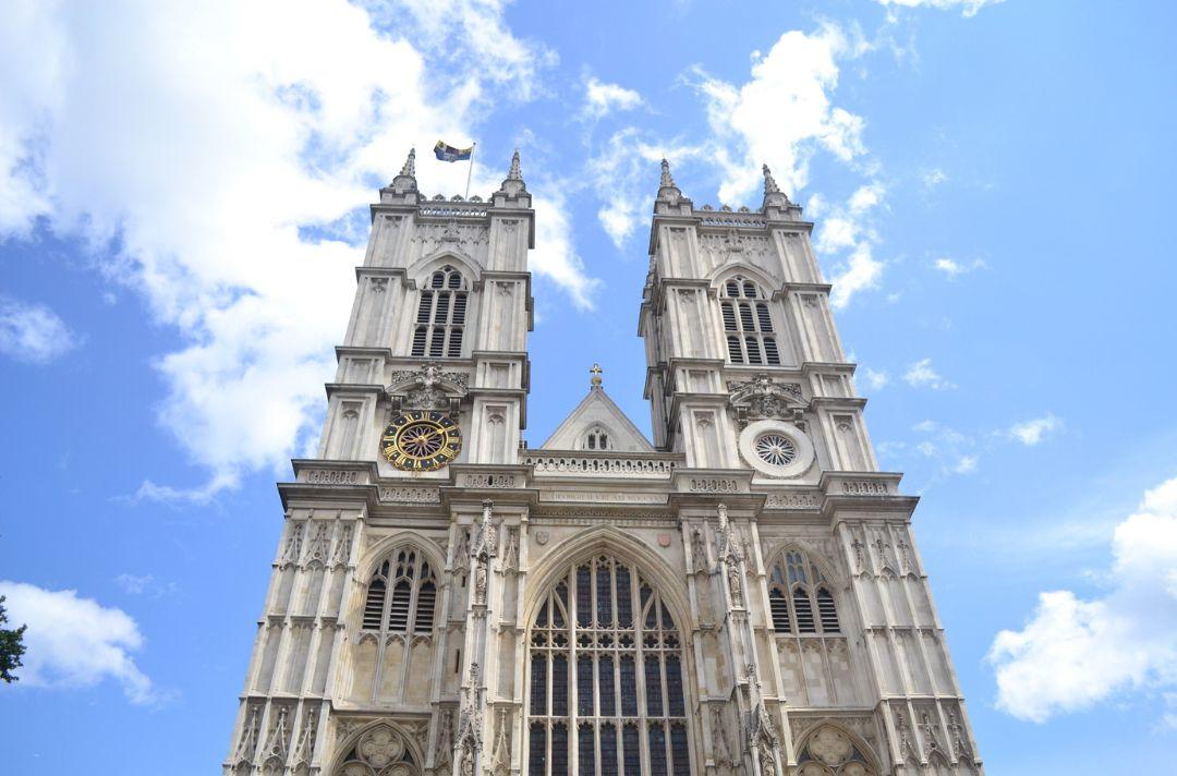 Westminster Abbey and a sunny sky with a few clouds