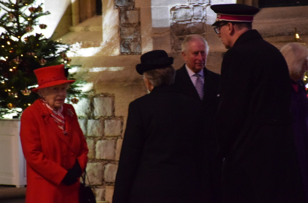 Queen Elizabeth II meets Salvation Army leaders at a Christmas event