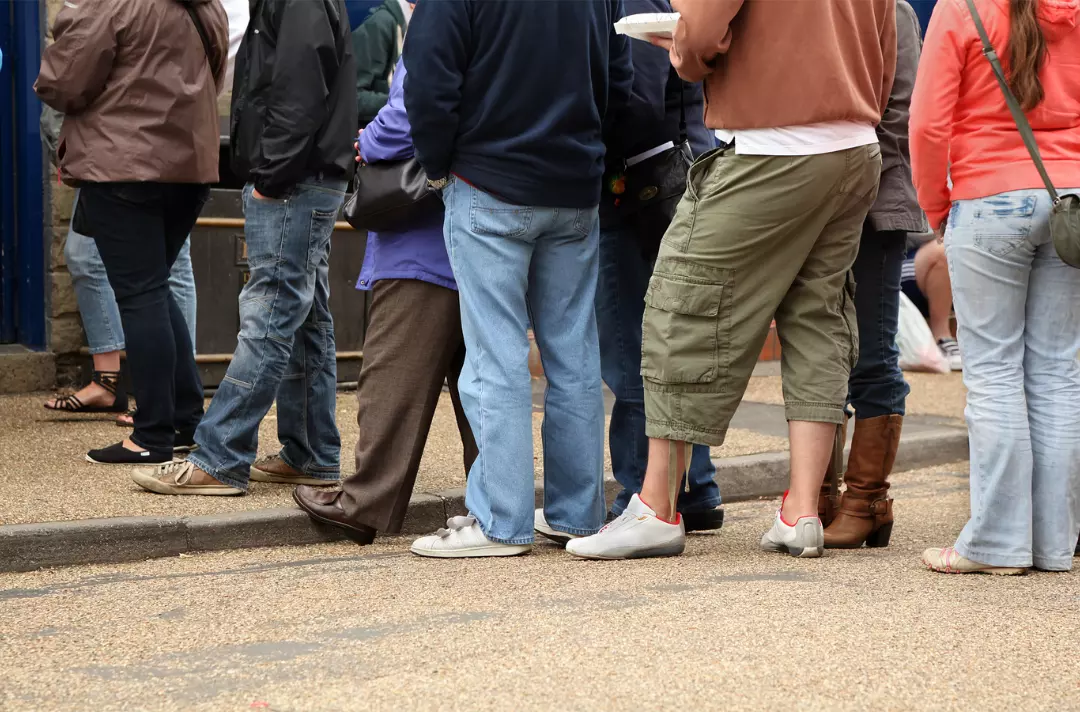 People queuing outside
