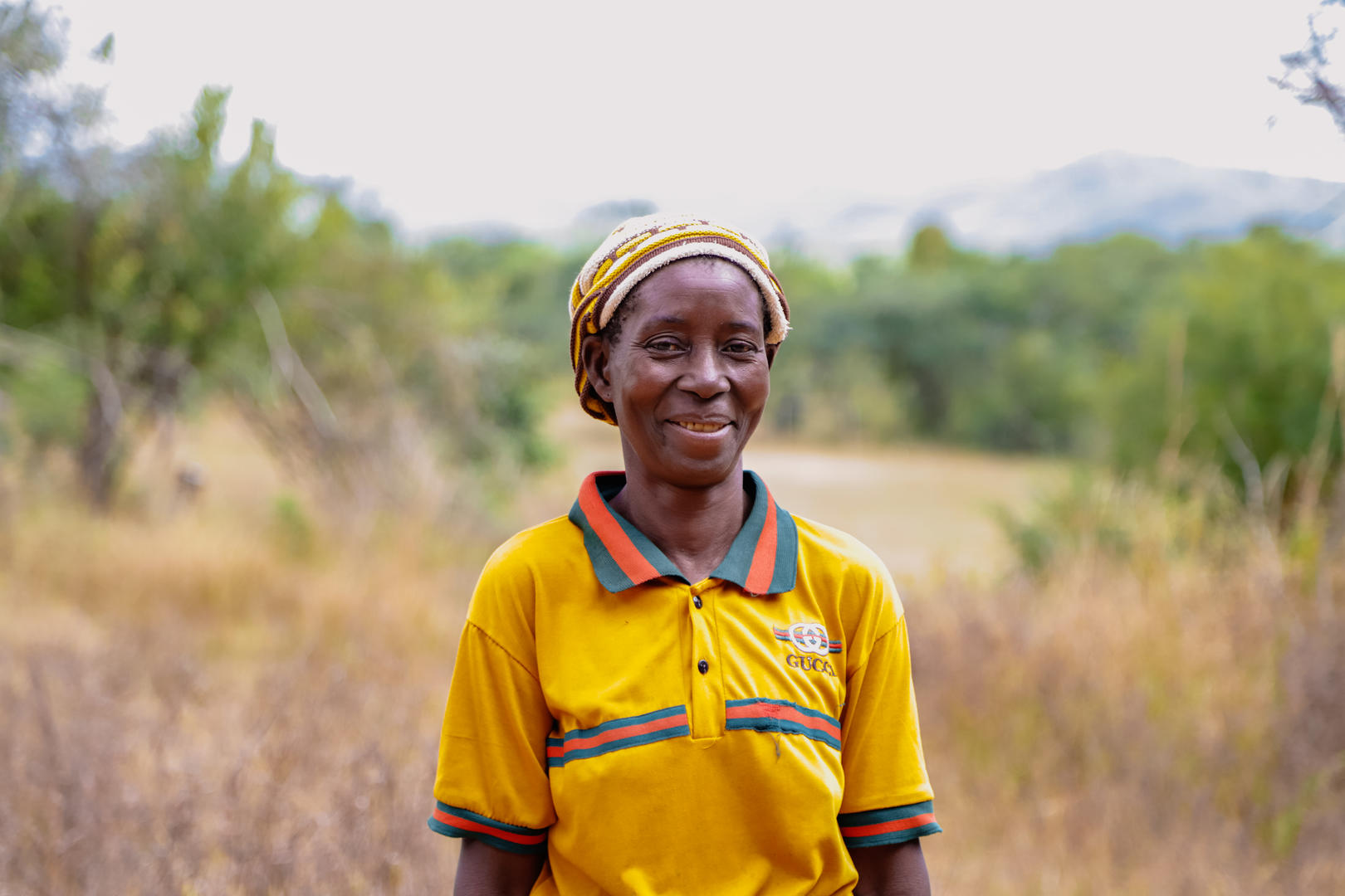Photo of Malawian woman Anastasia in yellow t-shirt