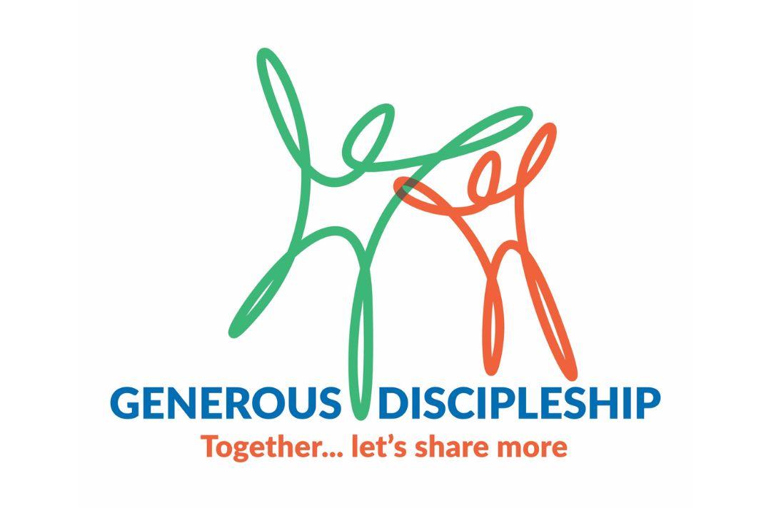 The Generous Discipleship logo, featuring two drawings of stick people, one green and one orange, with the words 'Together... let's share more' 
