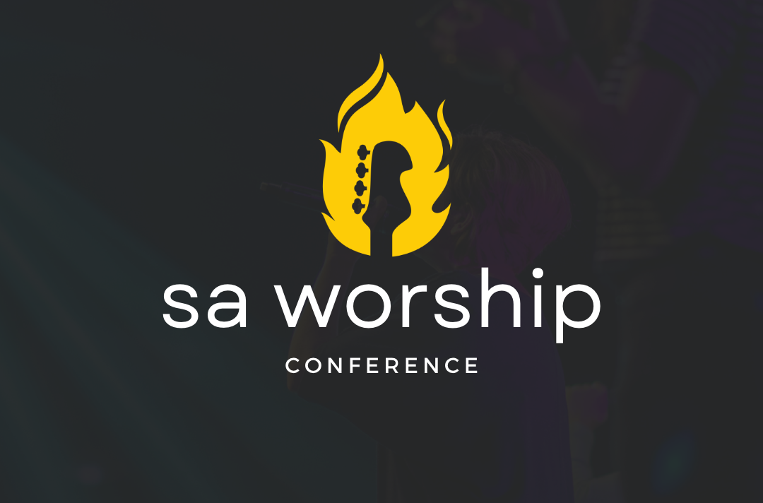 SA Worship Conference logo featuring a graphic of the top of a guitar surrounded by a flame