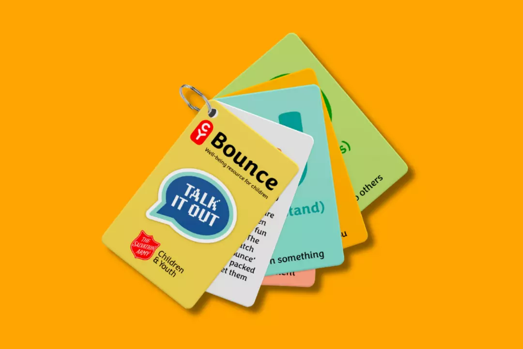bounce cards on a bright orange background