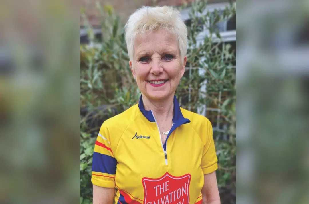 A photo of Kathy Betteridge in a Salvation Army running top