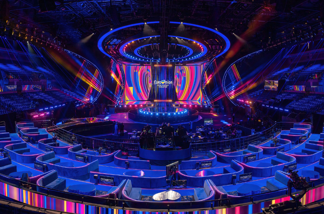 Photo shows the Eurovision stage. BBC / Nick Robinson