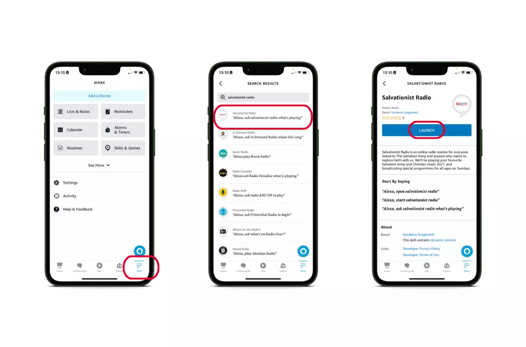 A screenshot of three mobile phones highlighting buttons to press