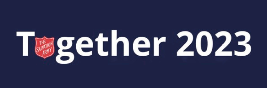 The Together 2023 logo featuring a Salvation Army red shield