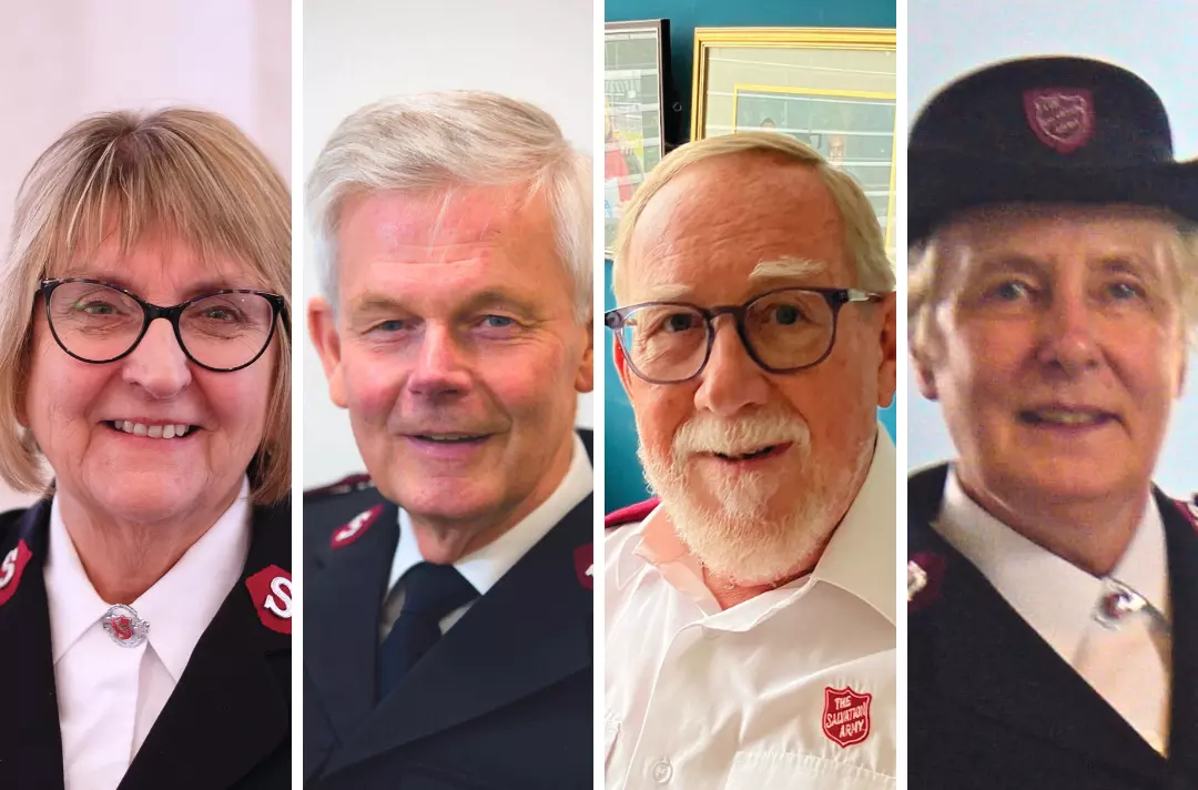 Four photos show portraits of retired officers.