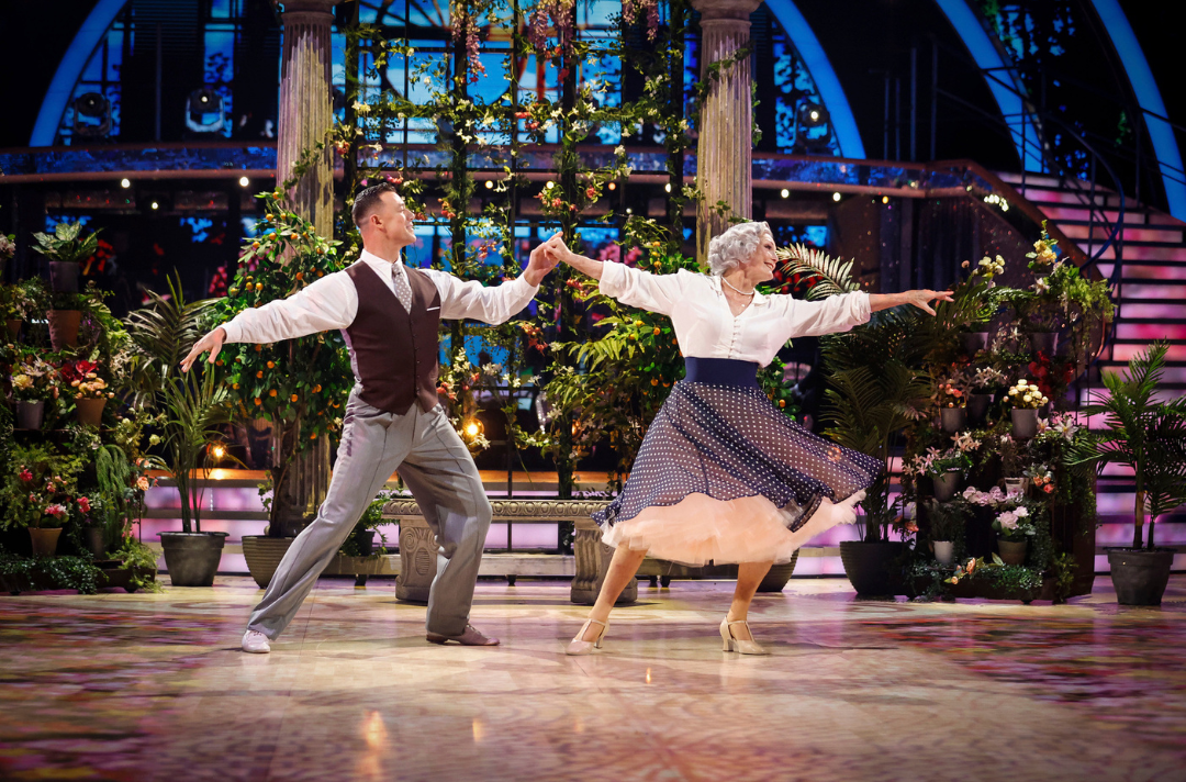 A photo of Angela Rippon CBE and Kai Widdrington dancing on Strictly Come Dancing | Picture: BBC/Guy Levy