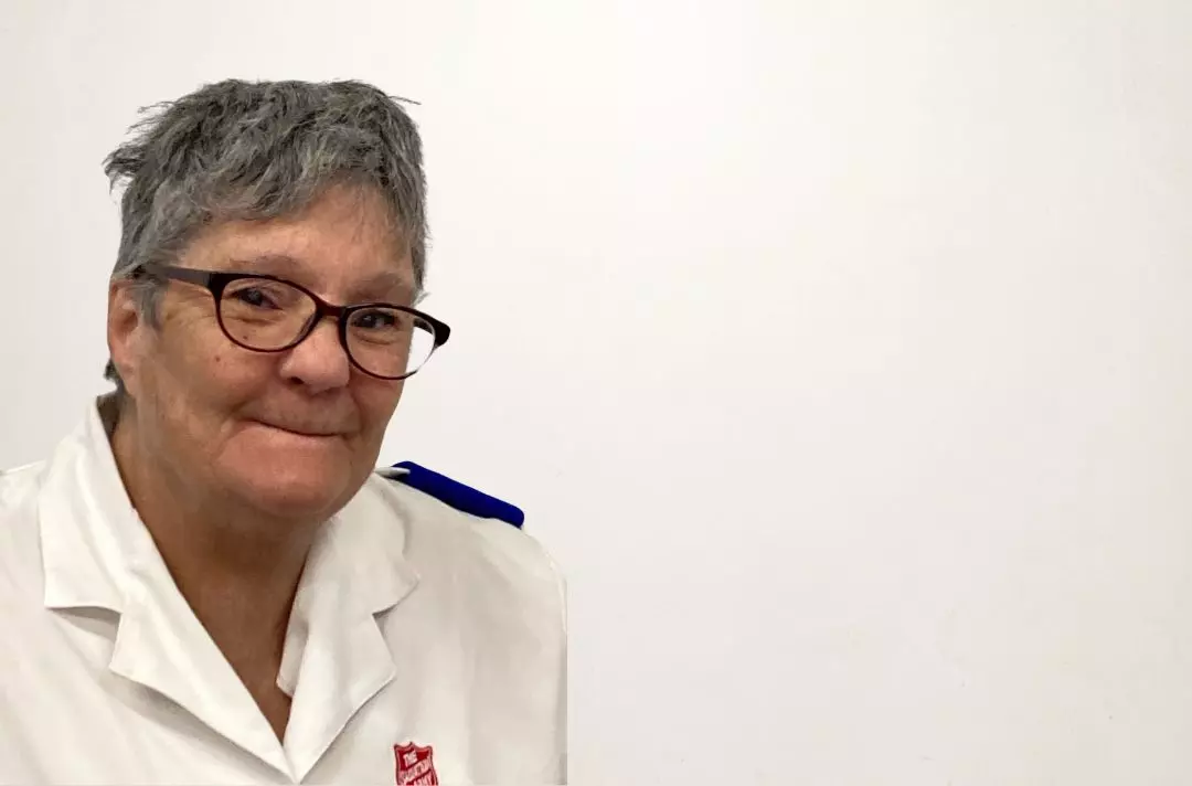 A photo of Jean wearing Salvation Army uniform