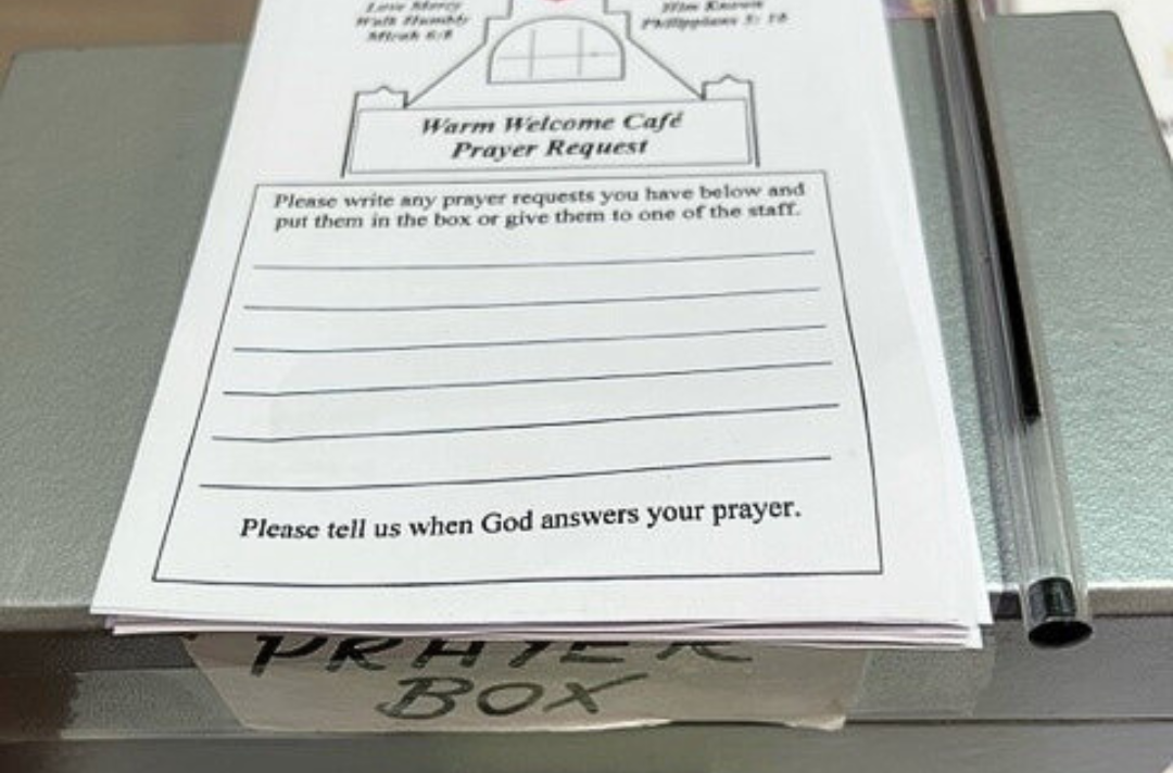 A photo shows prayer request slips at Clydebank Corps.
