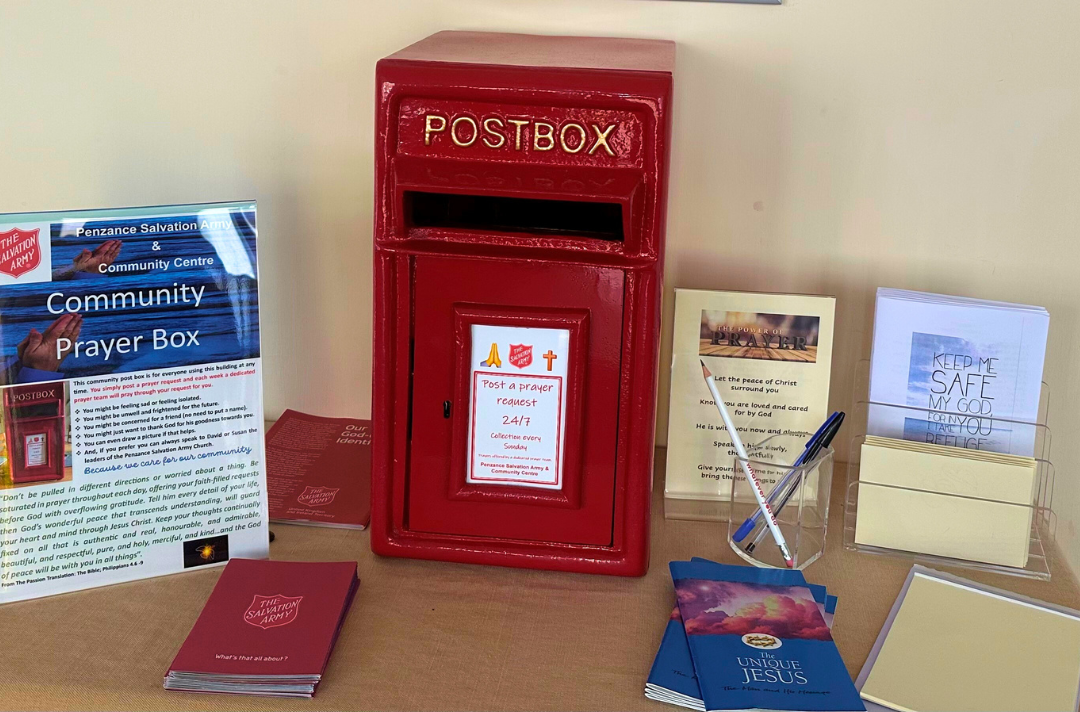 A photo shows the Penzance Corps prayer letterbox.