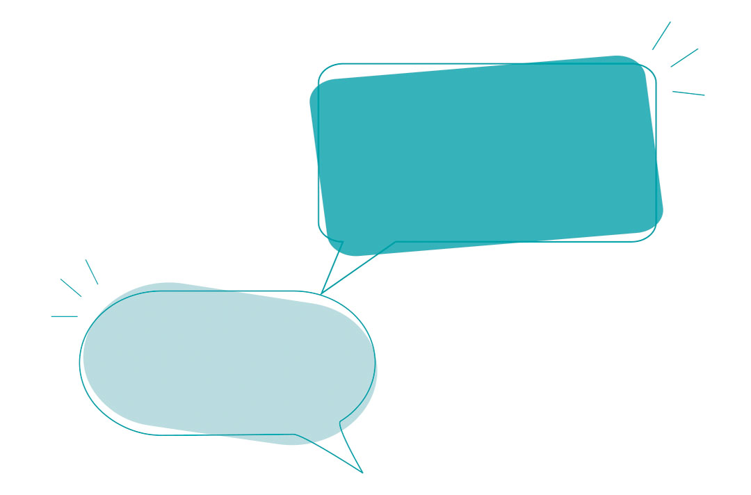 A graphic showing two speech bubbles