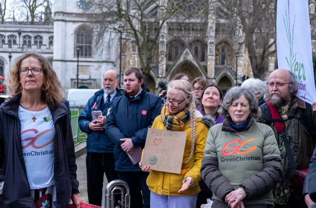 A photo of protesters in Parliament Square