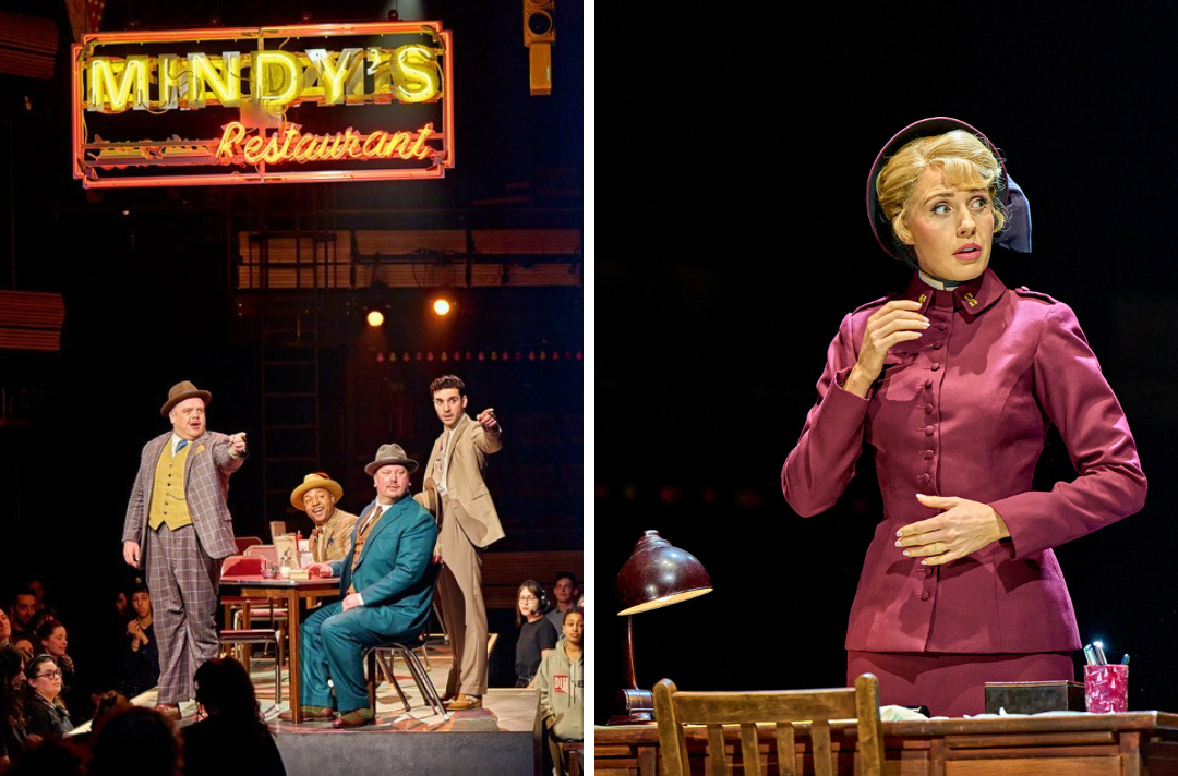 Two photos from a performance of Guys and Dolls