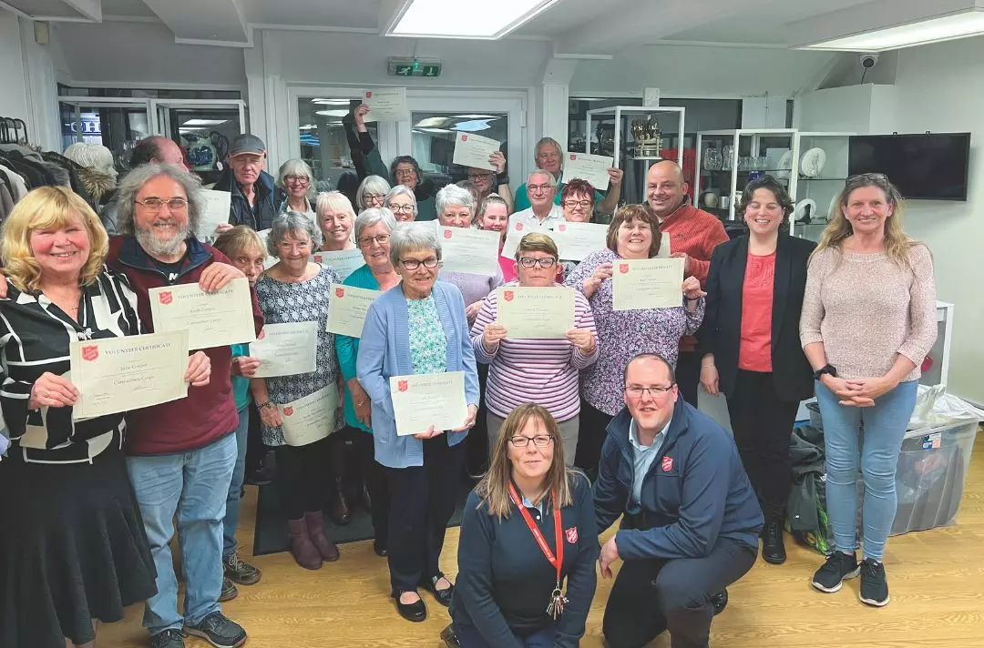 A group photo of volunteers in Carmarthen