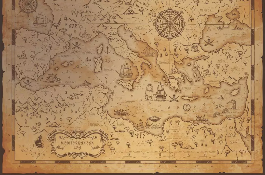 A pirate map of the Mediterranean Sea