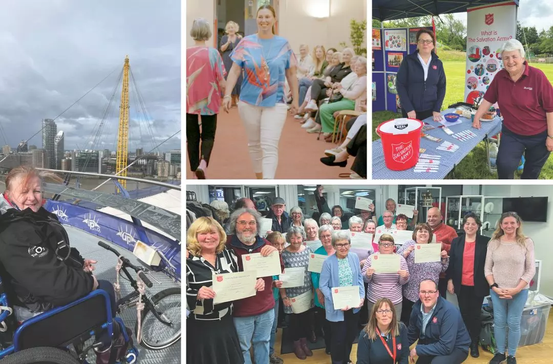 A collage of photos of corps fundraising