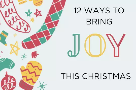 Brining joy text with stockings and stars