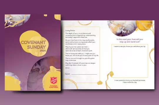 purple background with sample card 