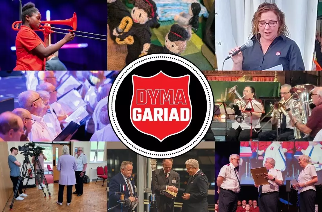 A montage of photos shows scenes from the Wales 150 year, with the Dyma Gariad logo placed front and centre.