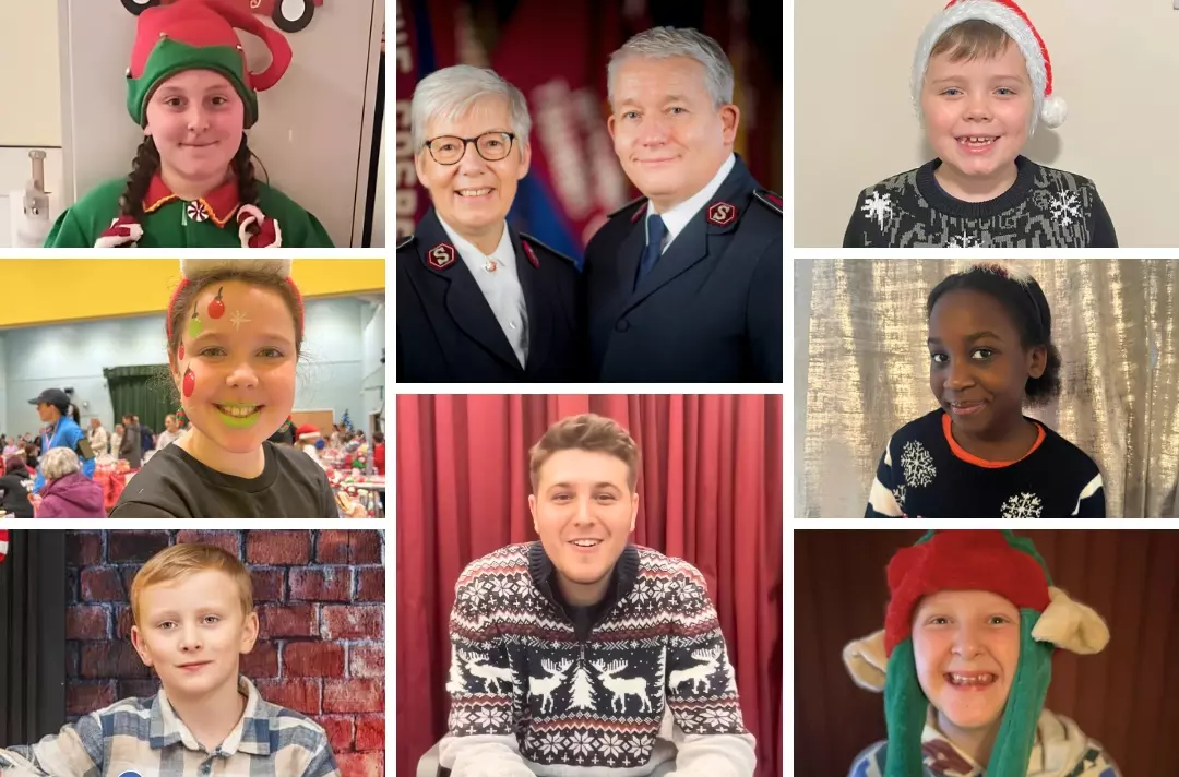 A collage of photos shows Daisy, Hannah, Harris, Commissioners Jenine and Paul Main, Jacob Adams, Micah, Nicole and Theo.
