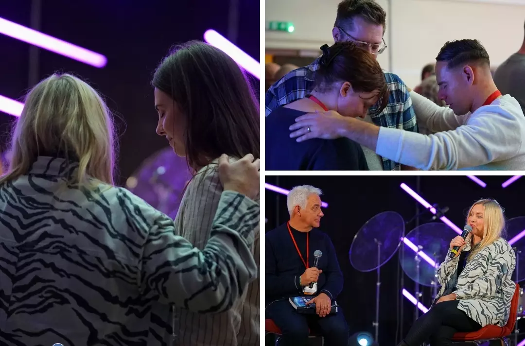 Three photos show scenes of people worshipping and praying at the 2024 SA Worship Conference.