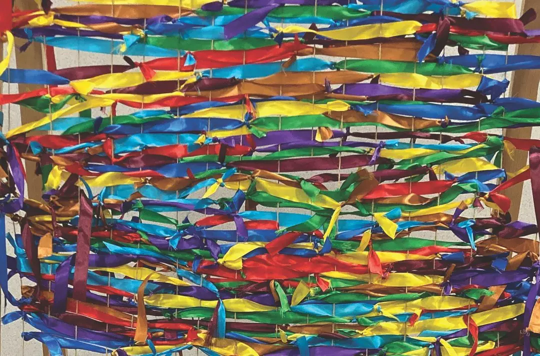 Ribbons of multiple colours tied together