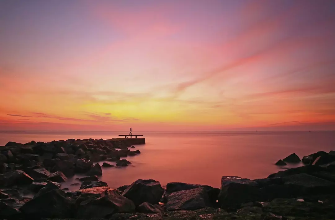 A sunrise over the sea at Lowestoft.