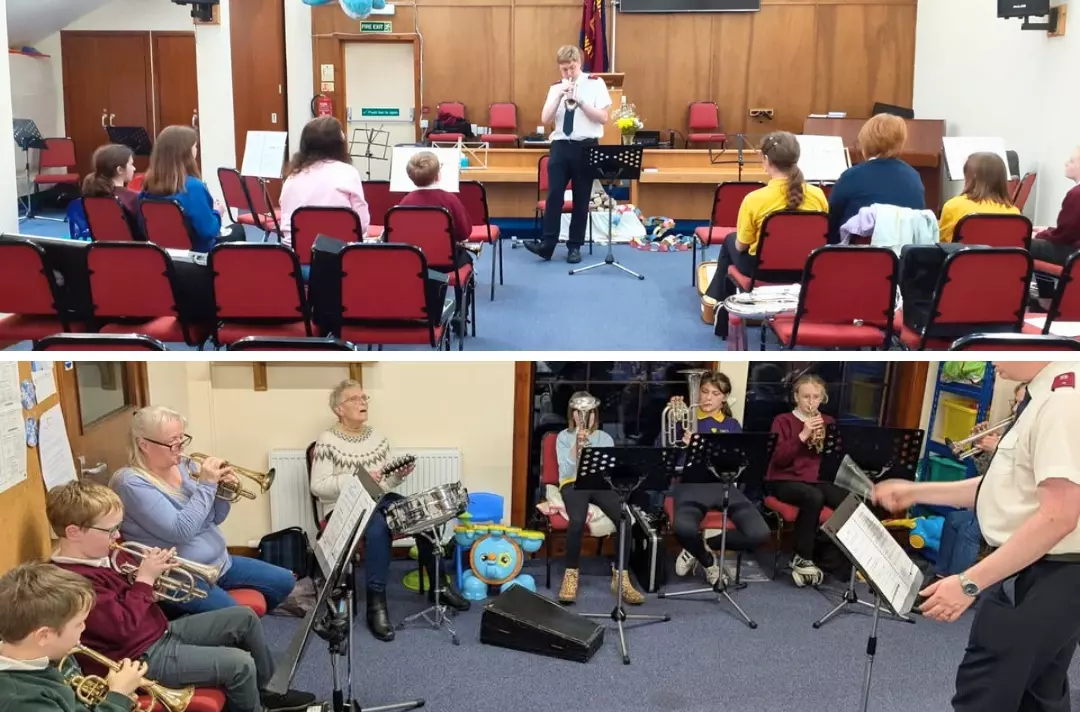 Two photos shows scenes from Stornoway Corps.