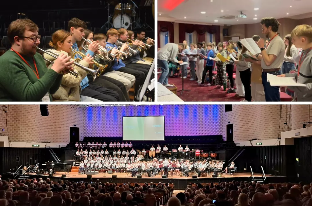 Three photos show scenes from TYB, TYC and Youth Makes Music.