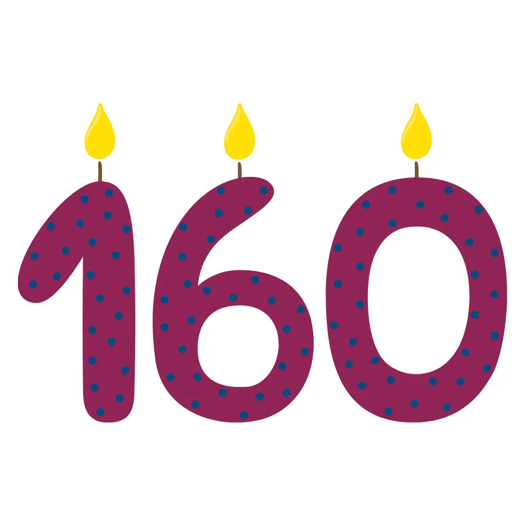 160 with birthday candles on it