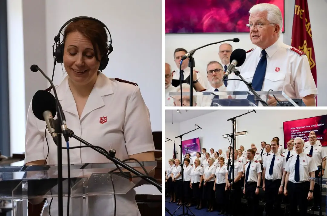 A collage of photos from the broadcast at Bellshill