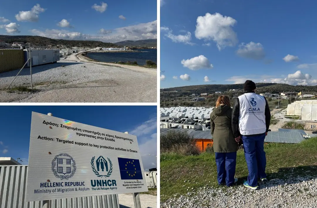 The refugee camp on the shore of Lesvos