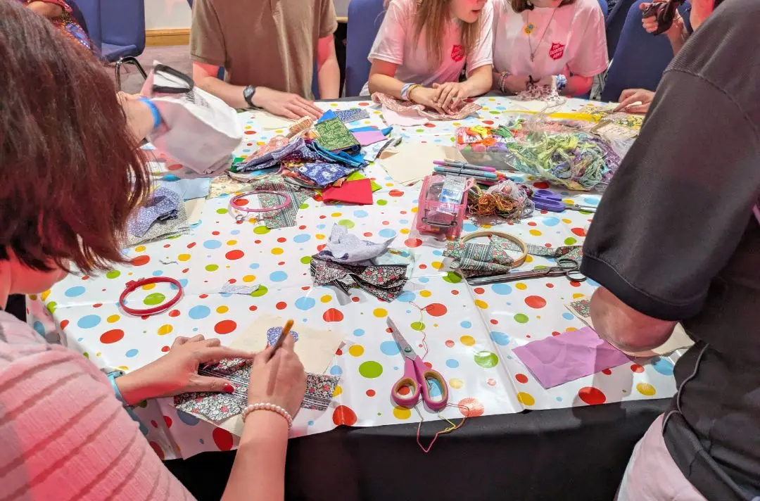 People taking part in an art workshop